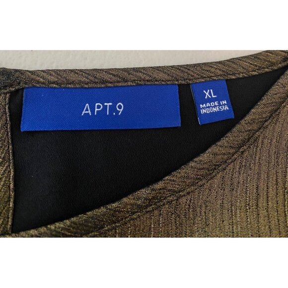 Metallic Gold APT.9 Womens Long Sleeve Blouse XL Layered Design - Picture 3 of 9